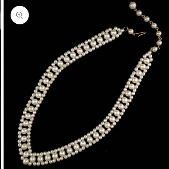 Vintage 60's - 70's  Faux Pearl Necklace Choker with Earrings Set - Picture 3 of 9